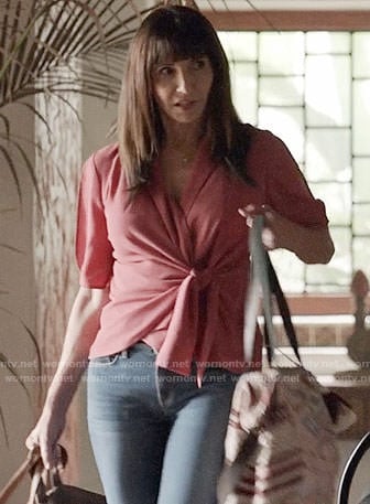 Gail’s pink wrap top on Last Man on Earth