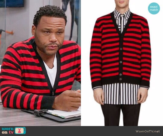 Givenchy Stripe Wool Cardigan worn by Andre Johnson (Anthony Anderson) on Black-ish