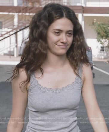 Fiona's gray lace detail tank top on Shameless