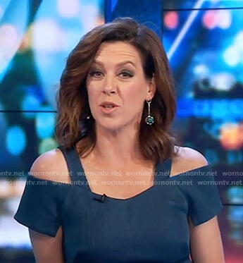 Gorgi’s teal cold shoulder dress on The Project