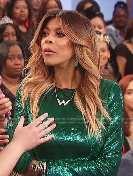 Wendy's green sequin mini dress on The Wendy Williams Show