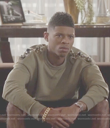 Hakeem’s green shoulder studded sweater on Empire