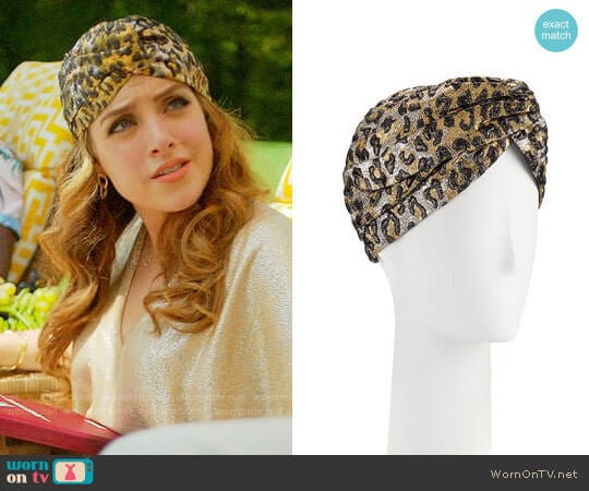 Gucci Metallic Leopard-Print Turban by Gucci worn by Fallon Carrington (Elizabeth Gillies) on Dynasty