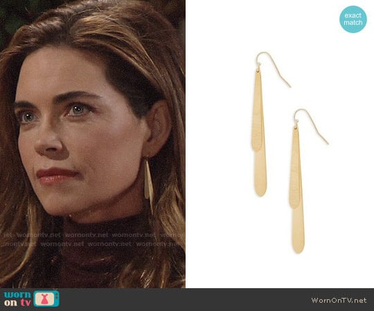 Halogen Double Eclipse Linear Drop Earrings worn by Victoria Newman (Amelia Heinle) on The Young and the Restless