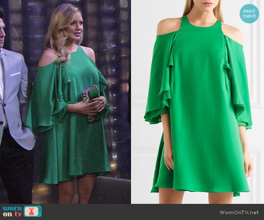 Halston Heritage Cold Shloulder Ruffle Dress worn by Abby Newman (Melissa Ordway) on The Young and the Restless