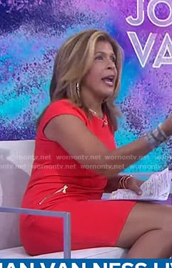 Hoda's red cap sleeve dress on Today