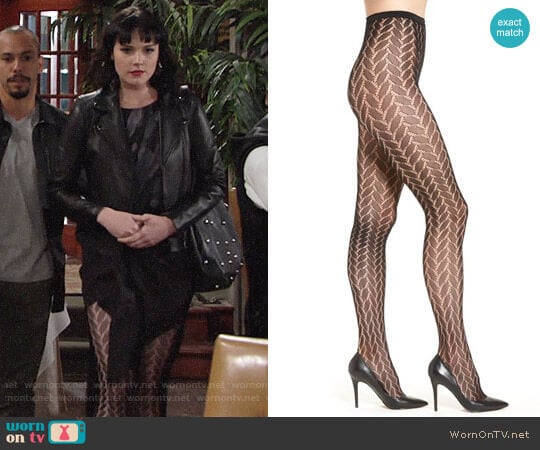 Hue 'Bold Herringbone' Net Tights worn by Tessa Porter (Cait Fairbanks) on The Young and the Restless