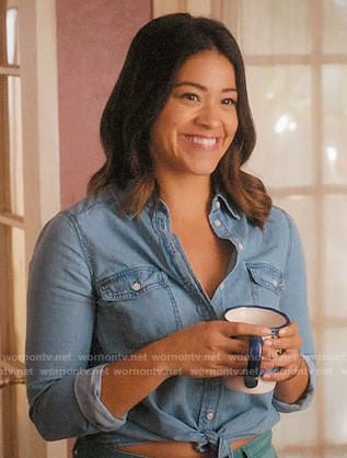 Jane's chambray tie-front shirt on Jane the Virgin