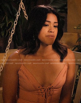Jane’s pink lace-up dress on Jane the Virgin