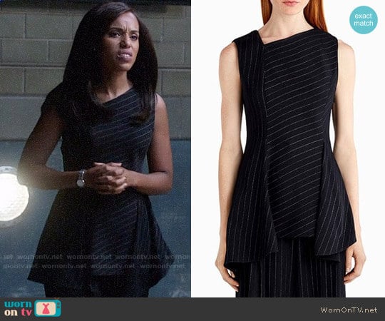 Jason Wu Asymmetrical Pinstripe Stretch Crepe Top With Drape worn by Olivia Pope (Kerry Washington) on Scandal