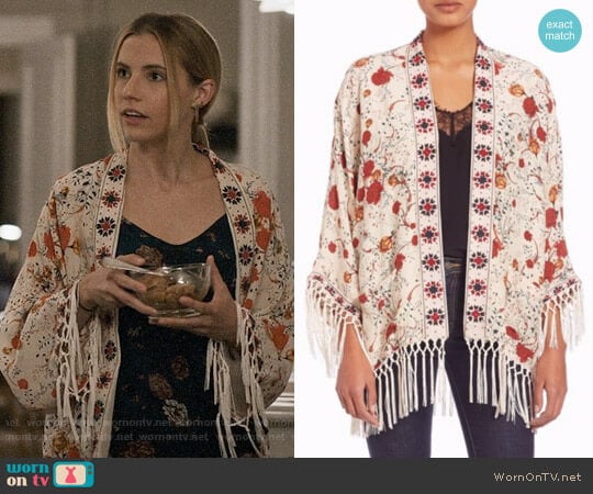 The Kooples Hippy Flower Print Silk Kimono worn by Stephanie 'Stevie' McCord (Wallis Currie-Wood) on Madam Secretary