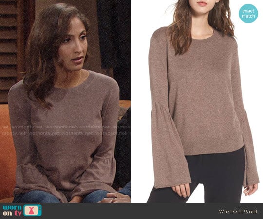 Leith Bell Sleeve Sweater worn by Lily Winters (Christel Khalil) on The Young and the Restless