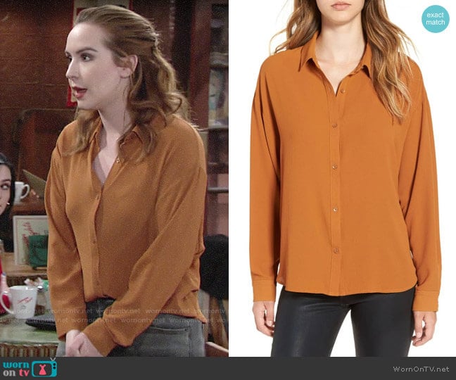 Leith Dolman Sleeve Blouse in Rust Ginger  worn by Mariah Copeland (Camryn Grimes) on The Young and the Restless