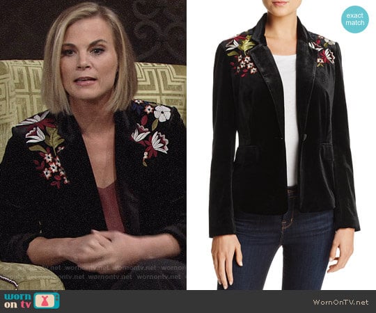 Lucy Paris Embroidered Velvet Blazer worn by Phyllis Newman (Gina Tognoni) on The Young and the Restless