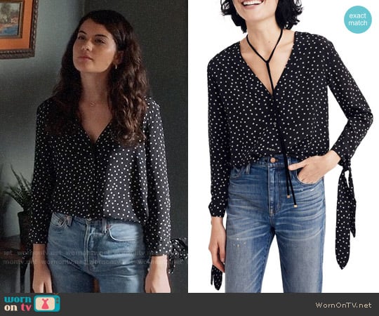 Madewell Star Tie Sleeve Silk Blouse worn by Sabrina Pemberton (Sofia Black D'Elia) on The Mick