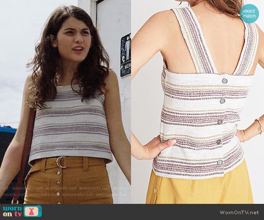 Madewell Apron Button-Back Tank Top in Stripe worn by Sabrina Pemberton (Sofia Black D'Elia) on The Mick