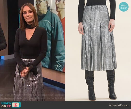 Midi Sequinned Skirt by Maje worn by Catt Sadler on E! News