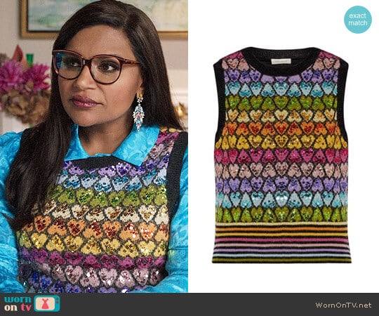 Marc Jacobs Sequin-embellished mohair-blend vest worn by Mindy Lahiri (Mindy Kaling) on The Mindy Project