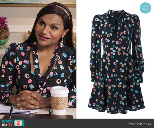 Marc Jacobs Licorice Print Dress worn by Mindy Lahiri (Mindy Kaling) on The Mindy Project