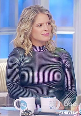 Sara's metallic long sleeve dress on The View