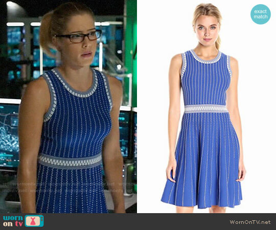 Milly Ribbed Fit & Flare Dress worn by Felicity Smoak (Emily Bett Rickards) on Arrow