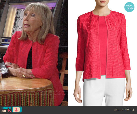 Misook Textured 3/4 Sleeve Jacket worn by Dina Mergeron (Marla Adams) on The Young and the Restless