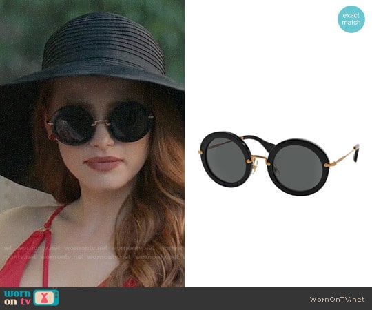 Miu Miu Round Acetate Sunglasses worn by Cheryl Blossom (Madelaine Petsch) on Riverdale