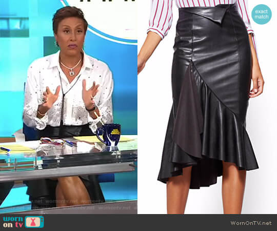 Faux-Leather Flounced Skirt by New York & Company worn by Robin Roberts on Good Morning America