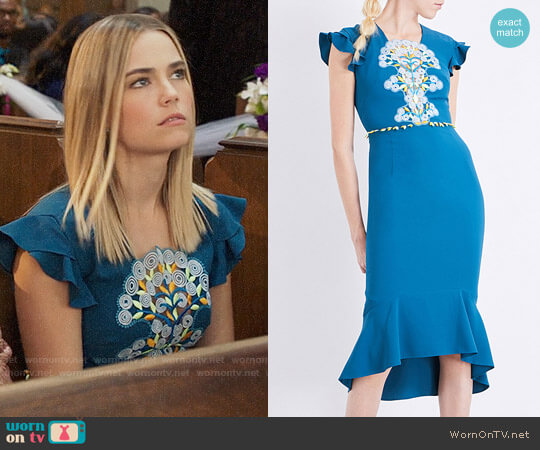 Peter Pilotto Lace-overlay Crepe Dress worn by Anna (Rebecca Rittenhouse) on The Mindy Project