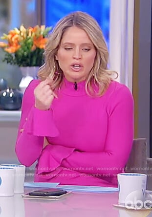 Sara’s pink bell sleeve sheath dress on The View