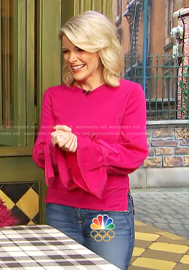 Megyn's pink bell sleeve sweater on Megyn Kelly Today