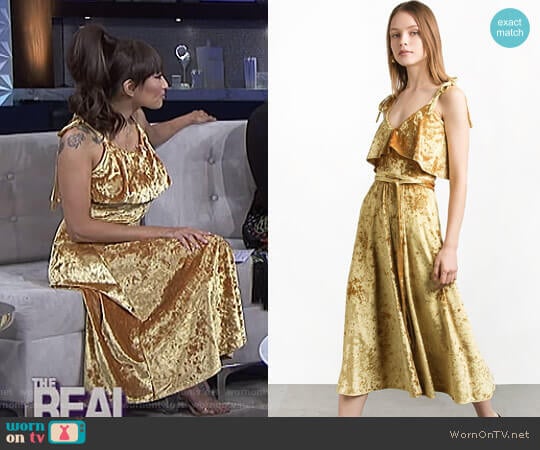 Marygold Velvet Shoulder Tie Slip Dress by Pixie Market worn by Jeannie Mai on The Real