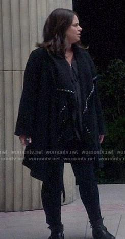 Quinn’s black studded trim coat on Scandal