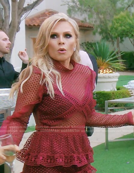 Tamra's red lace mini dress on The Real Housewives of OC