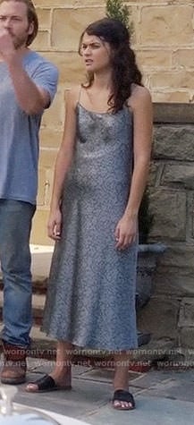 Sabrina’s grey floral midi slip dress on The Mick