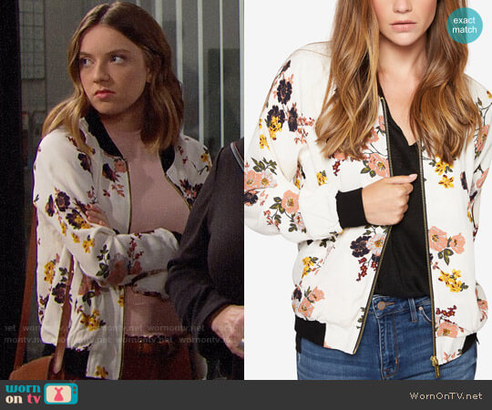 Sanctuary Woodlands Floral-Print Bomber Jacket worn by Coco Spectra (Courtney Grosbeck) on The Bold & the Beautiful