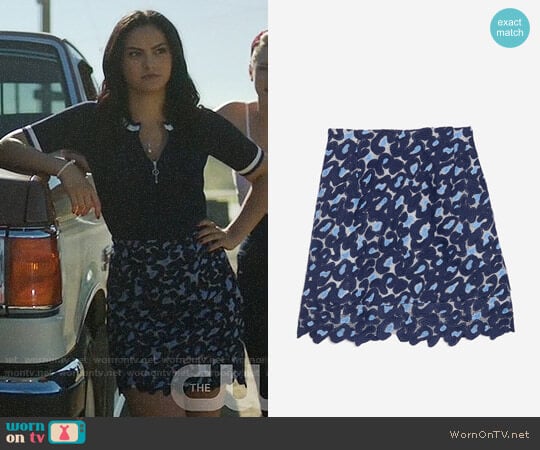Sandro Leopard Lace Skirt worn by Veronica Lodge (Camila Mendes) on Riverdale