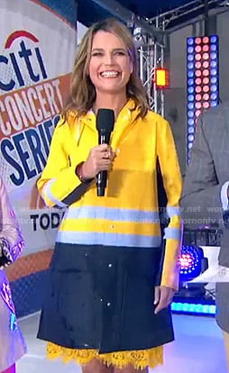 Savannah's yellow and blue raincoat on Today