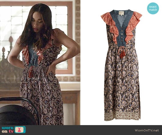 Sea Maho Border floral-print silk dress worn by Erica Dundee (Cleopatra Coleman) on Last Man On Earth