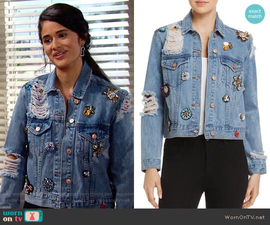 Sunset & Spring Embellished Denim Jacket worn by Darlita (Danube Hermosillo) on The Bold and the Beautiful