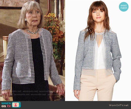 T Tahari Annabeau Jacket worn by Dina Mergeron (Marla Adams) on The Young and the Restless