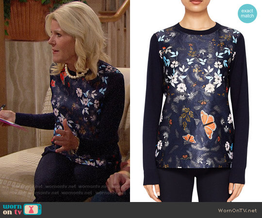 Ted Baker Khlo Kyoto Gardens Jacquard Sweater worn by Pamela Douglas (Alley Mills) on The Bold and the Beautiful