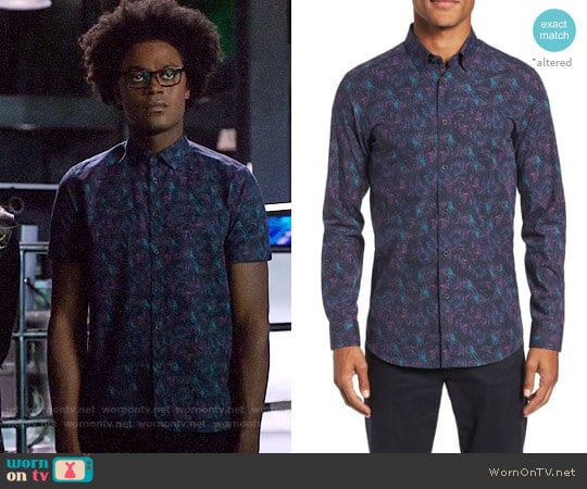 Ted Baker Karaf Navy Shirt worn by Curtis Holt (Echo Kellum) on Arrow