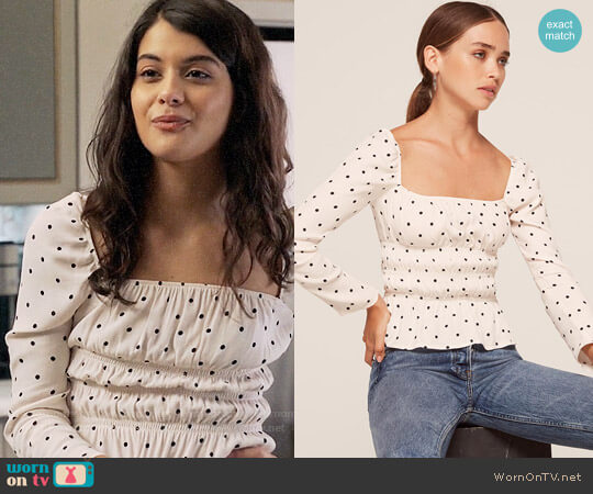 Reformation Laurent Top in Spot worn by Sabrina Pemberton (Sofia Black D'Elia) on The Mick