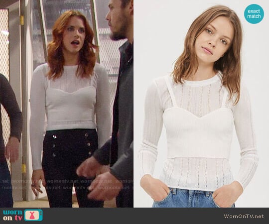 Topshop Corset Pointelle Top worn by Sally Spectra (Courtney Hope) on The Bold and the Beautiful