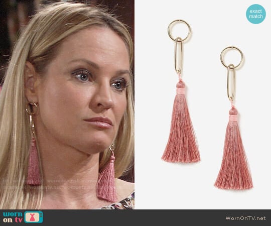 Topshop Link Tassel Earrings worn by Sharon Collins (Sharon Case) on The Young & the Restless