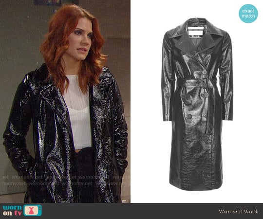 Topshop Vinyl Trench Coat worn by Sally Spectra (Courtney Hope) on The Bold and the Beautiful