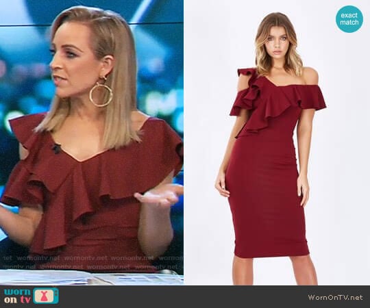 Arusha Frill Cold-Shoulder Dress by Tussah worn by Carrie Bickmore on The Project