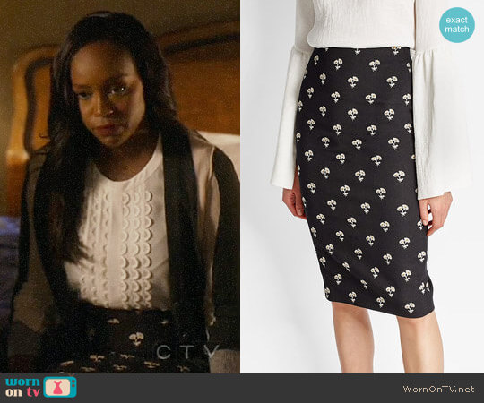 WornOnTV: Michaela’s white top and black floral skirt on How to Get ...