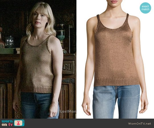 Vince Cable-Knit Silk Crop Tank Top worn by Melissa Shart (January Jones) on Last Man On Earth